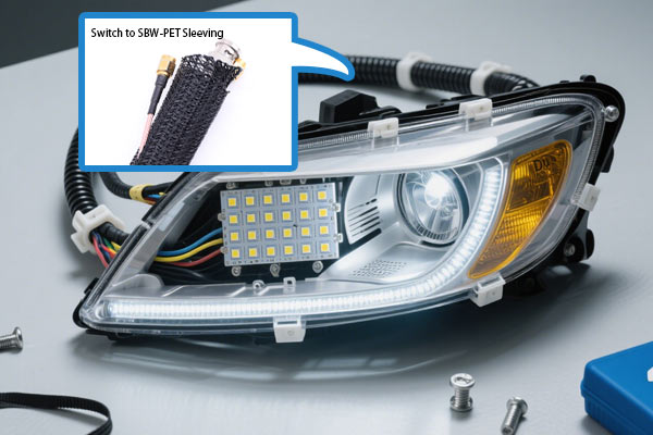 Cách một nhà sản xuất đèn pha ô tô cải thiện khả năng bảo vệ cáp bằng ống bọc SBW-PET